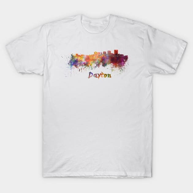 Dayton skyline in watercolor T-Shirt by PaulrommerArt